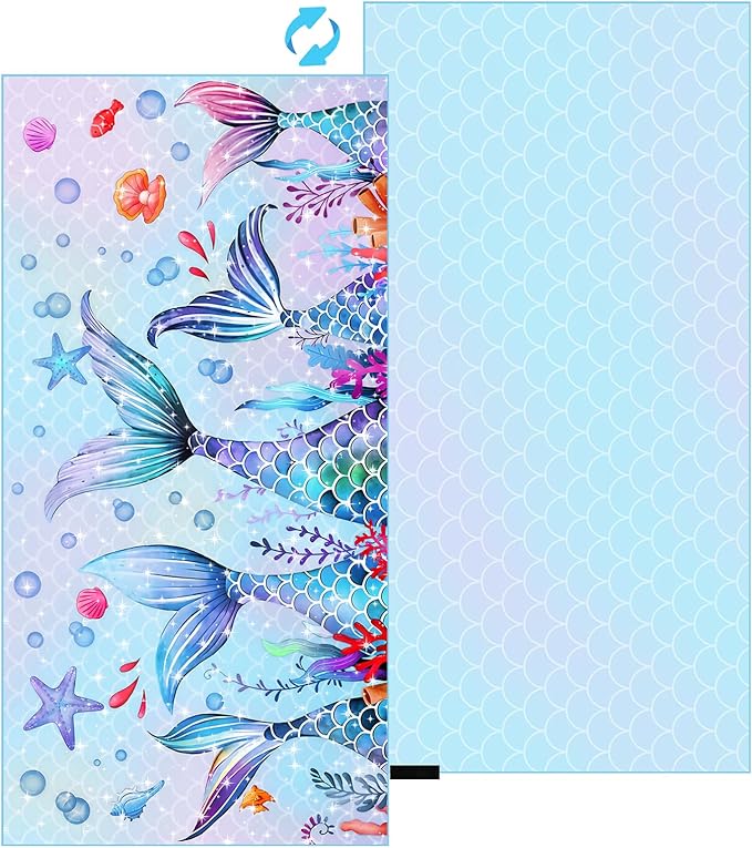 MelonBoat Mermaid Microfiber Beach Towel: Extra Large Quick Dry Beach Towel for Travel, Sand Free Super Absorbent, Thin Lightweight Compact for Kids Girls Trip Vacation Beach Bath Camping Pool Swim