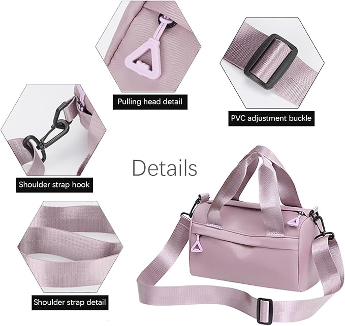 Mini Gym Bag for Women Mini Gym Bag, 9.5x4.7x5.5 inch Nylon Duffle, Handheld/Crossbody/Shoulder Duffle with Adjustable Strap, Zipper Small