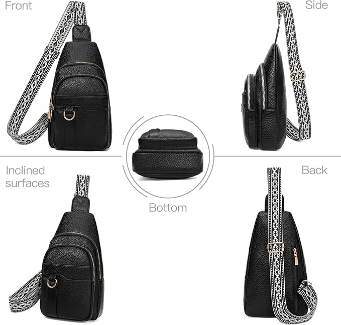 GAEKEAO Sling Bag for Women Crossbody Bags Fanny Pack Vegan Leather Chest Bag Travel Shoulder Belt Purse Backpack Gifts