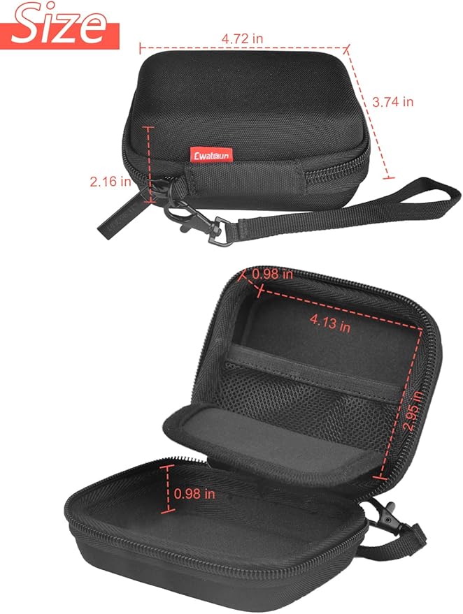 Cwatcun Carrying & Protective Case for Digital Camera, Small Camera Pouch for AbergBest 2.7" LCD Kodak Pixpro/Canon PowerShot ELPH 180/190 / DSCW830 Travel Cameras, Waterproof Shockproof Case - Black
