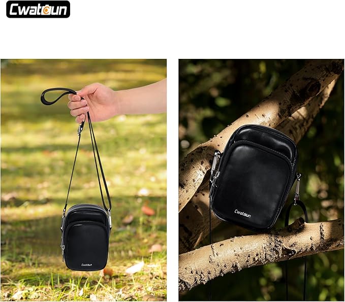 Cwatcun Mini Digital Compact Camera Sling Bag PU Leather，Portable Protective Small Crossbody Camera Case Lightweight Photography Camera waist bag for Canon Nikon Sony Fuji Digital Camera