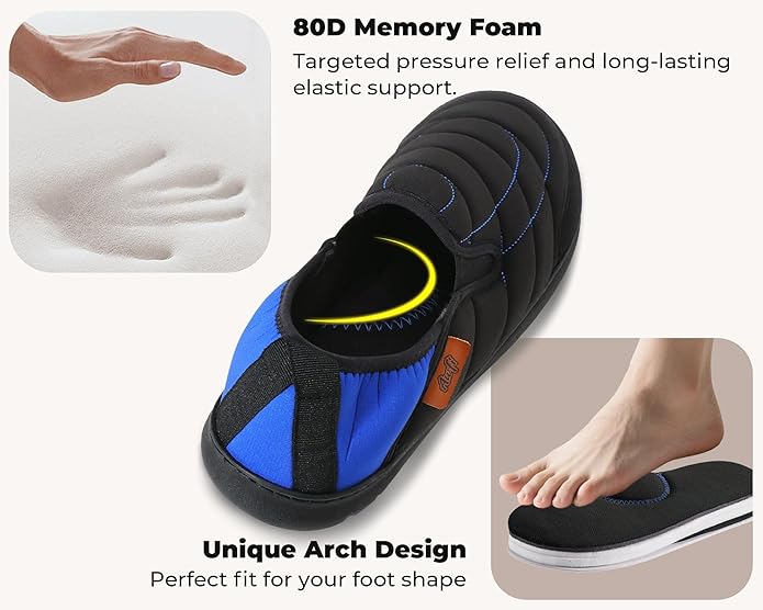 Mens Slip On Slippers Coolmax® Two Tone Comfy Slipper Memory Foam Slippers Indoor Outdoor Men's House Shoes Loafers Camping Slipper Two Styles | Moisture-wicking | Breathable