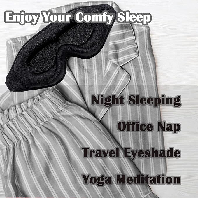 Black Sleep Mask for Men Eyelash Extension, Eye Mask for Lash Extensions No Pressure 3D Sleep Mask, Women Sleep Protector Eye Shade Cover for Travel Yoga Nap