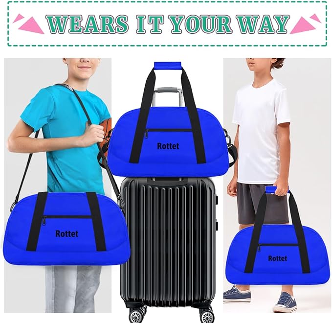 Custom Name Duffle Bag Personalized Kids Gym Bag Travel Overnight Weekender Bag Sports Bag for Boys Girl Navy Blue