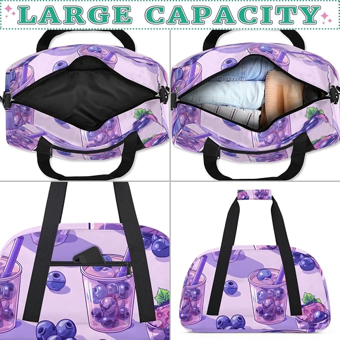 Blueberry Juice Kids-Duffel-Bags Gymnastics Dance Bag Carry-On Overnight Travel Gym Lightweight Dance Sports Bags For Girls Boys Kids，