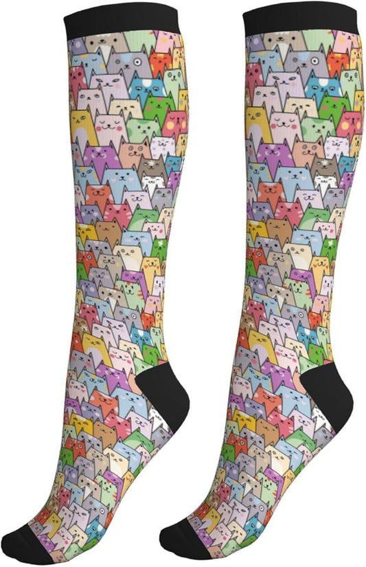 Compression Socks Knee High Circulation Support Socks For Women Men Athletic Running Work Hiking Cycling Travel