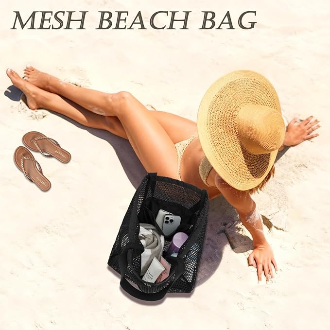 Beach Bag for Women with Outer Pocket, Waterproof Large Tote Bag for Cruise Essentials