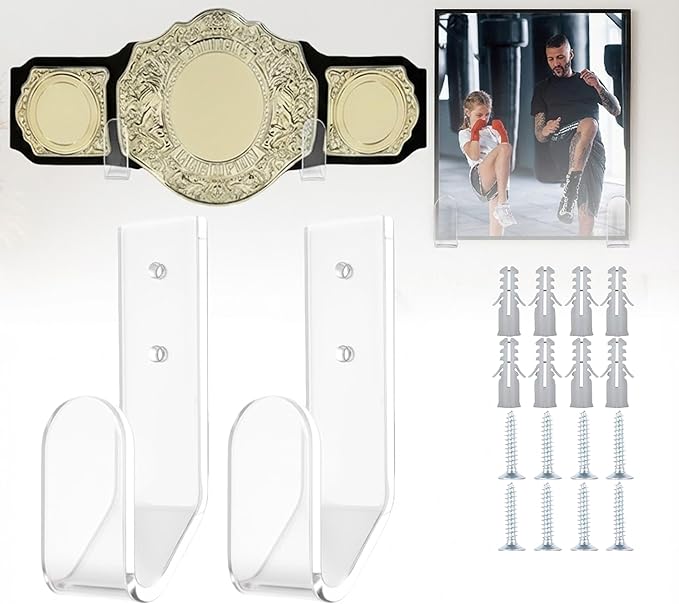 Wrestling Championship Belt Wall Mount Display Case, Perfect WWE Belt Hanger for Adults & Kids, Durable & Easy to Install Title Belts Organizer Holder for Wall