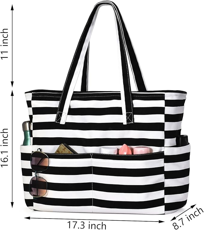 oscaurt Beach Bags for Women Large Waterproof Sandproof Beach Tote Swim Pool Bag with Zipper for Travel Vacation Essentials
