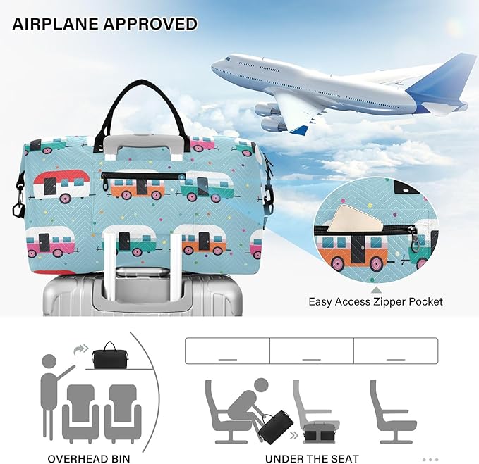 Travel Duffle Bag, Cartoon Car Pattern Gym Bag with Storage Bag Weekender Overnight Bag for Men Women Trip Sports Yoga
