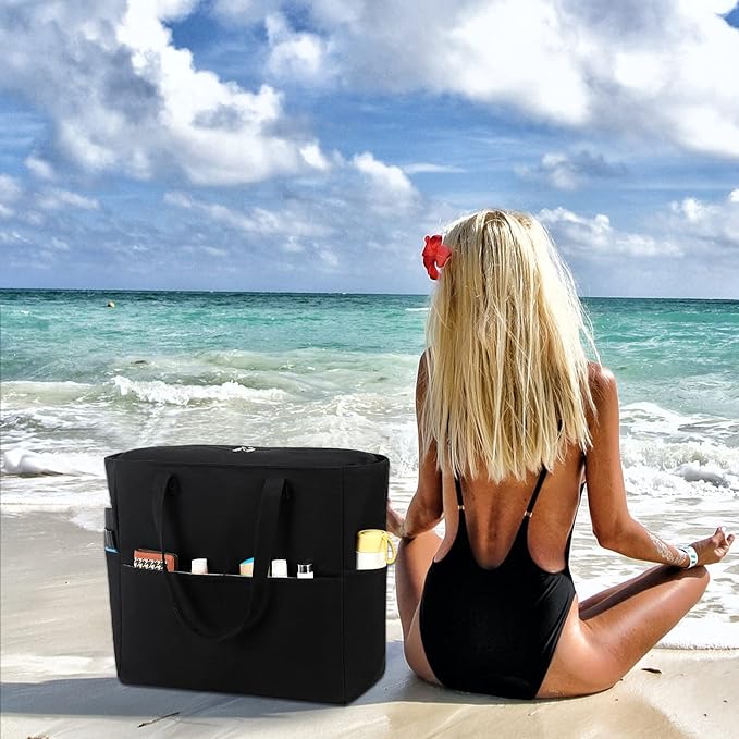 LEDAOU Beach Bag Waterproof Sandproof Women Beach Tote Pool Bag with Zipper for Swim Gym Grocery Travel with Wet Pocket | Sandproof, with Zipper, for Gym, Grocery, Travel, with Wet Pocket
