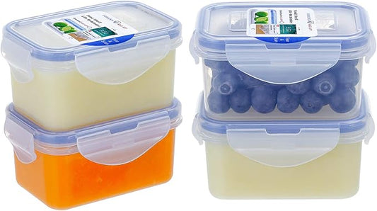 KIGI Small Food Storage Containers with Airtight Lids, 4-Sided Locking Lids, Reusable BPA-Free Plastic, Leakproof for Snack, Lunch, Meal Prep, Portion Control & Purees, 6 oz / 0.75 Cup, 8 Piece Set