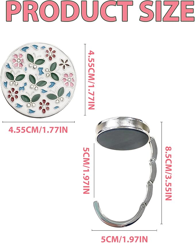 Foldable Handbag Hanger Fashion Portable Folding Purse Table Hook Holder(White)