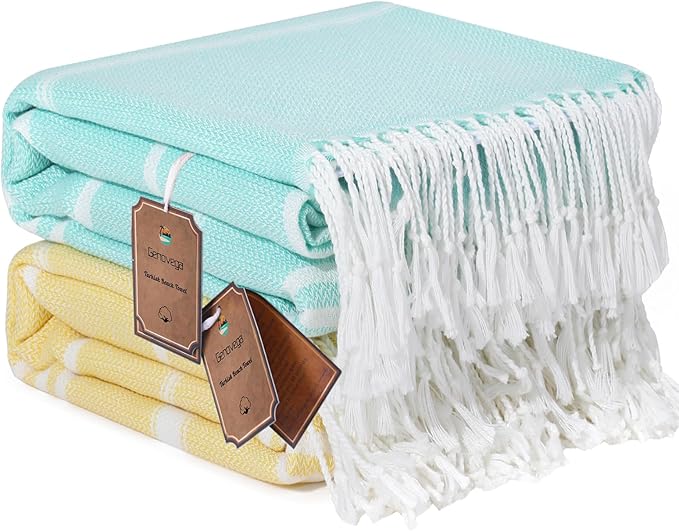 2 Packs Turkish Beach Towels Vacation Essentials Quick Dry Sand Free Oversized Bath Pool Swim Towel Extra XL Large Big Blanket Adult Travel Cruise Accessories Must Haves Clearance Stuff