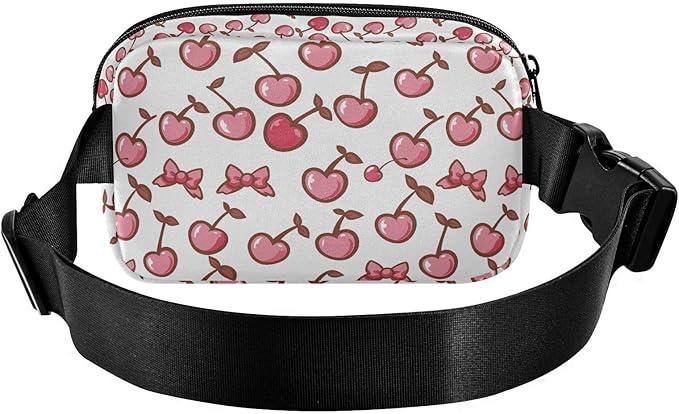 Cherry Bows Fanny Pack for Women Men Water Resistant Fashion Waist Packs with Adjustable Strap Belt Bag for Travel Workout Jogging Hiking 21220649