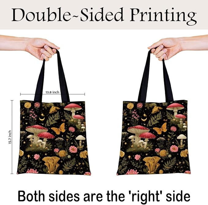 Canvas Tote Bag for Women, Vintage Print Handbag, Aesthetic Shopping Bag for Work Travel Beach, Everyday Shoulder Tote