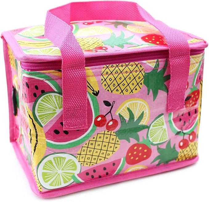 Fashion Stationery Insulated Lunch Bag Kids Lunch Box Folding Reusable Lunchbags for Girls or Boys Lunch Box for School, Beach or Travel Small Cooler or Picnic Coolers (Pink)
