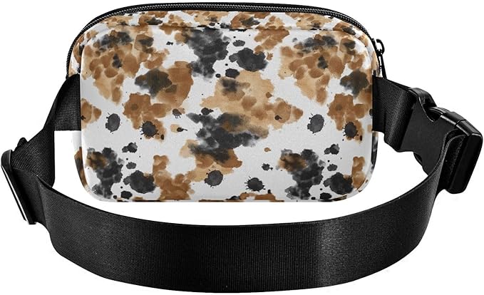 Brown Black Cow Print Fanny Pack for Women Men Water Resistant Fashion Waist Packs with Adjustable Strap Belt Bag for Travel Workout Jogging Hiking 21219299