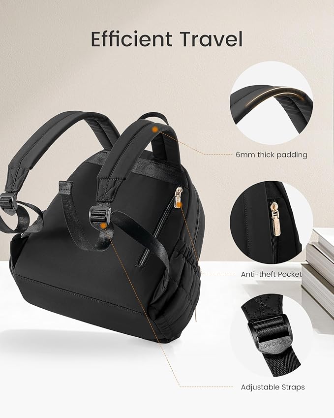 LOVEVOOK Small Backpack Purse for Women, Mini Puffer Backpack with Anti-theft Pocket, Lightweight Quilted Casual Daypack for Daily Work & Travel