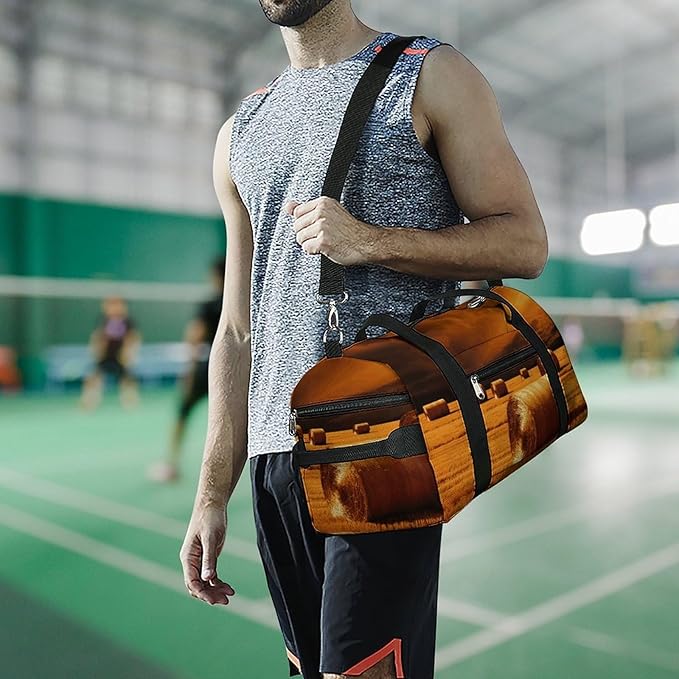 Oxford Cloth Hay Bales Gym Bag,Duffle Bag with Shoes Compartment And Adjustable Shoulder Straps，Weekender Bags for Men Women.