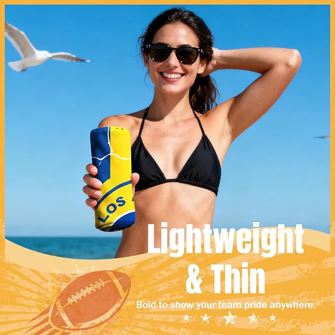 Football Fan Thin Lightweight Microfiber Beach Towel Los Themed XL Oversized Quick Dry Absorbent Towels Men Women Sport Stuff Rams Team Dad Husband Guy Him Christmas Father Day Gag Funny Unique Gift