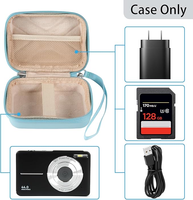 Camera Case for AbergBest 21 Mega Pixels 2.7" LCD Rechargeable HD/Kodak Pixpro/Canon PowerShot ELPH 180/190/Sony DSCW800/DSCW830 Cameras, Travel Carrying Protective Case for Digital Camera - Blue