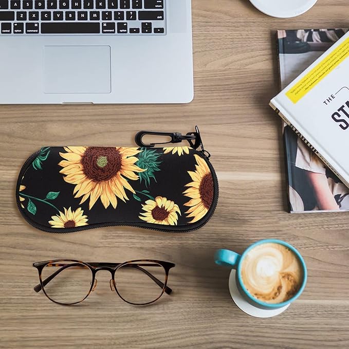 MoKo Sunglasses Soft Case Ultra Light Neoprene Zipper Eyeglass Case for Men Women