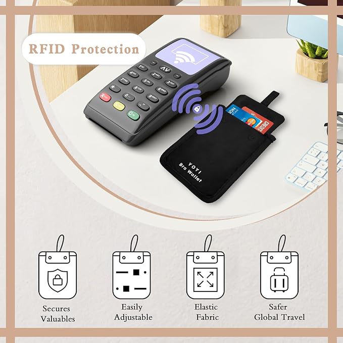 YOYI YOYI Bra Wallet with Hidden Money Pouch & Secret Stash Pocket, Includes Neck Strap, RFID Fabric for Secure Storage of Cash, Cards, & Valuables - Ideal for Travel & Daily Use