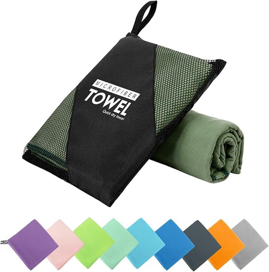 Microfiber Travel Towel, Soft Lightweight Quick Dry Towel, Super Absorbent Compact Travel & Sports & Beach Towels for Camping, Backpack, Gym, Swimming, Yoga, Hiking (XL:30"×60" -Olive Green)