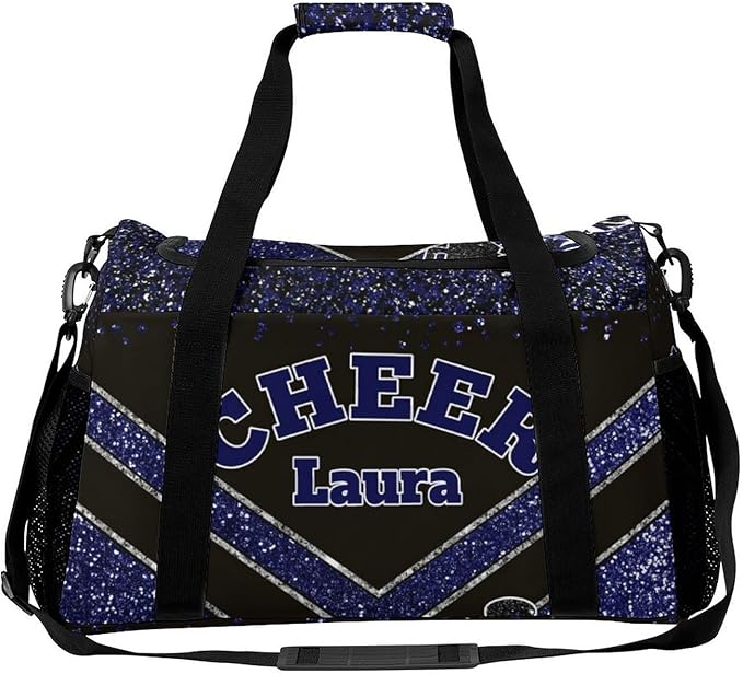 Personalized Cheer Bag Gifts for Girls Sport Cheerleading Gym Travel Duffel Bag Overnight Weekender Bags with Name(Navy)
