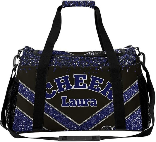 Personalized Cheer Bag Gifts for Girls Sport Cheerleading Gym Travel Duffel Bag Overnight Weekender Bags with Name(Navy)