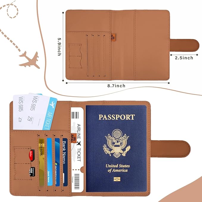 COSHAYSOO Personalized RFID Passport Holder for Travel Women Passports Cover Case Air Essentials Airplane Flight Accessories Airline Plane Flying Must Haves Christmas Gifts for Travellers