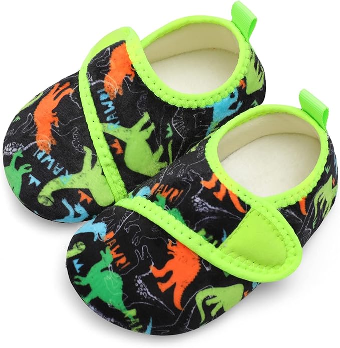 XIHALOOK Toddler Boys Girls House Slippers with Microfleece Lining Cozy Household Shoes Non-slip for Kids