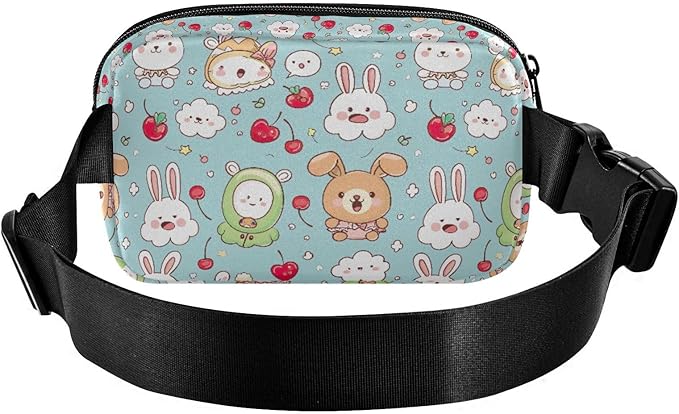 Kawaii Animal Rabbit Fanny Pack for Women Men Water Resistant Fashion Waist Packs with Adjustable Strap Belt Bag for Travel Workout Jogging Hiking 21219139