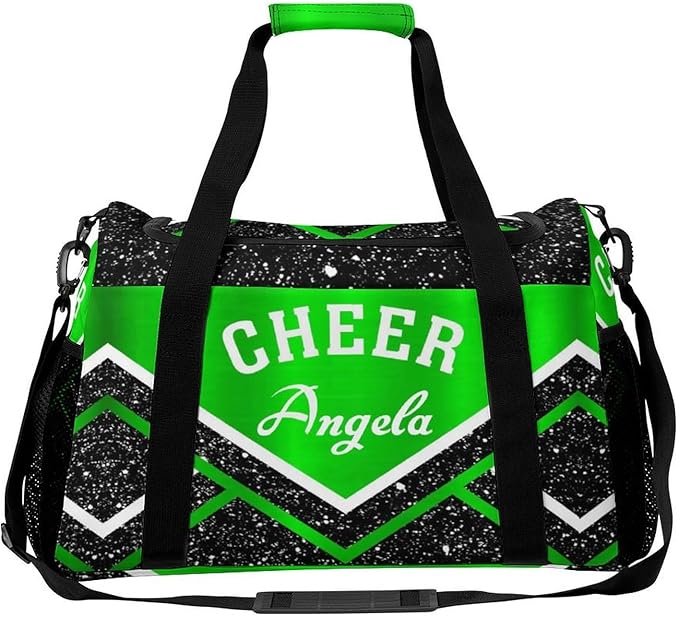 Shoe Bag Green Cheerleaders Black Bling Print Travel Bags Lightweight Duffel Bag Gym Dance Sport Perform Training for Teens Women Men Gym Bags