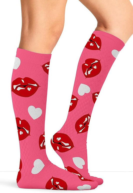 Cherokee Women's 10-15mmHg Compression Socks – Fun Print Knee Highs with Light Support, Soft Feel - PRINTSUPPORT