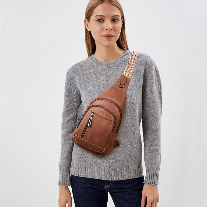 Womens Sling Bag Crossbody Bags for Women Vegan Leather Sling Backpack Daypack Fanny Pack Crossbody Purse Travel