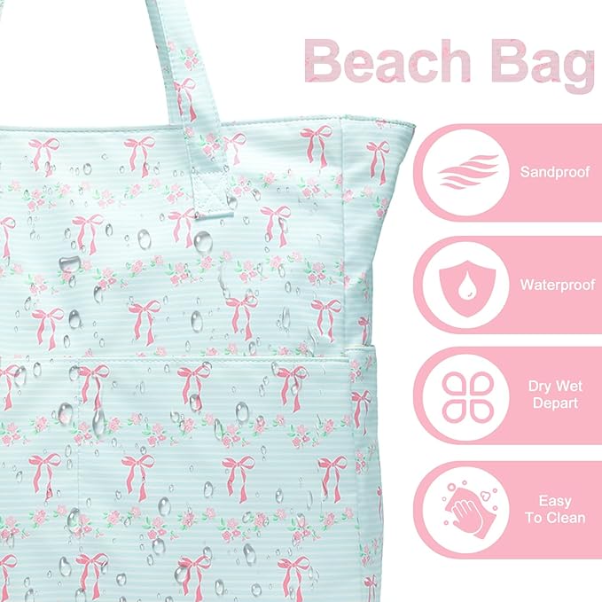 Bluboon Waterproof Beach Tote Pool Bags for Women Ladies Extra Large Carry On Bag With Wet Compartment for Weekender Travel