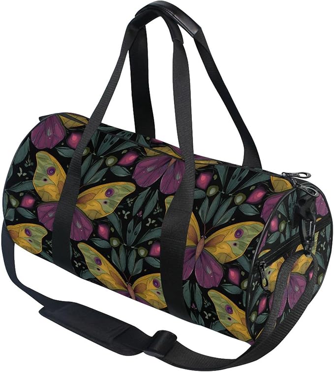 MNSRUU Sports Duffel Bags, Butterfly Leaf Pattern Athletic Gym Bag Overnight Workout Travel Tote Luggage for Men Women Yoga