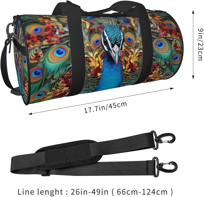 Travel Duffel Bag Lightweight Carry On Weekender Overnight Bags Elegant Peacock Sports Tote Gym Backpack with Adjustable Strap Hospital Bags Foldable Luggage Bag for Women Men