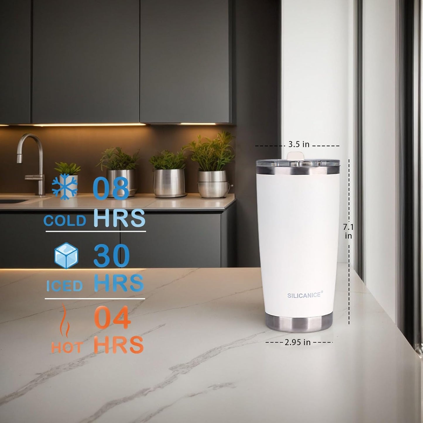 White 20oz Tumbler with Patented Easy-Clean Lid | Leakproof & No-Scrub Design Detach Straw Carbonated Drink Stainless Steel Vacuum Insulated,Durable Travel Iced Coffee Mugs Cups