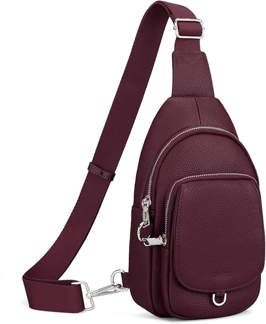 befen Anti Theft Genuine Leather Sling Bag for Women RFID Small Crossbody Bag Chest Bag Leather Fanny Packs for Travel