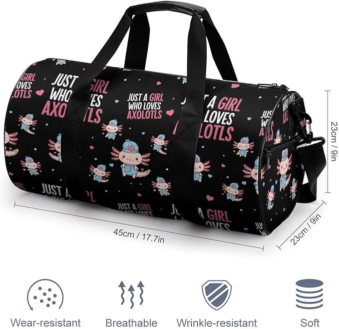 Weekender Carry on Beach Yoga Bag Sport Gym Fitness Tote Overnight Weekender Travel Bags for Men Women (Just Girl Who Loves Axolotls)
