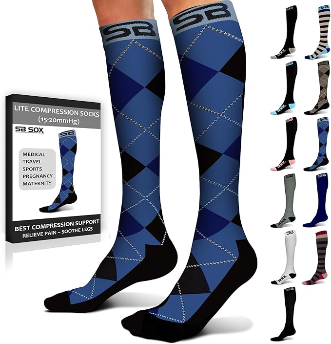 SB SOX Lite Compression Socks for Men & Women (15-20mmHg) – Best Compression Socks for Travel, Sports, and Daily Wear - XXL Sizes too!