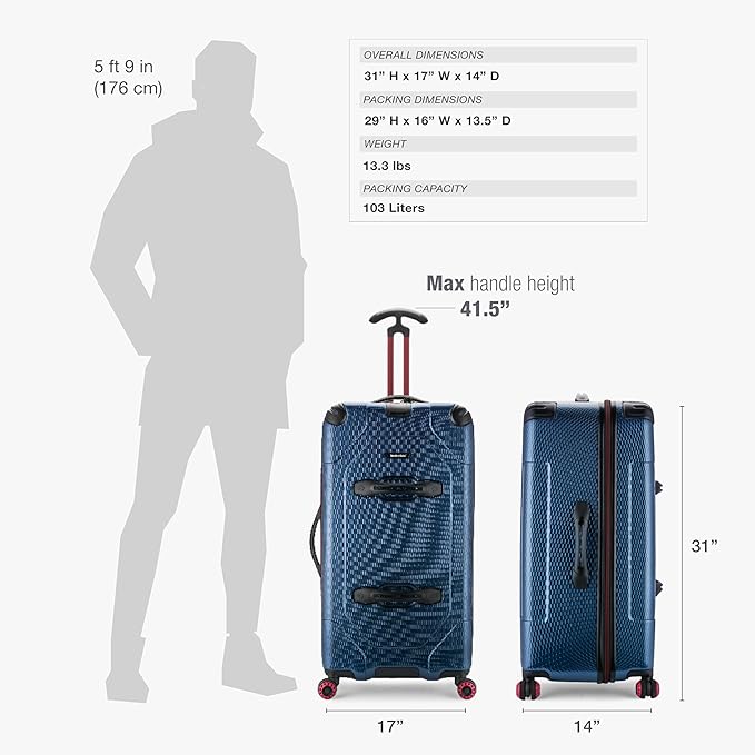 Traveler's Choice Maxporter II Polycarbonate Hardside Trunk with Spinner Wheels, Navy, 31-Inch Trunk