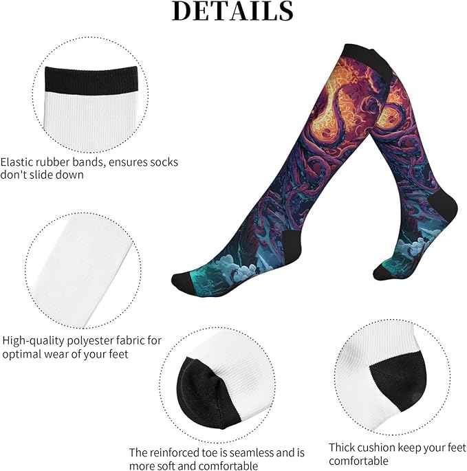 Compression Socks Knee High Circulation Support Socks For Women Men Athletic Running Work Hiking Cycling Travel