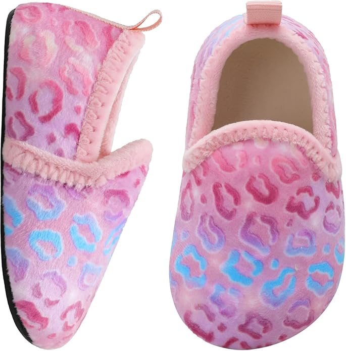 XIHALOOK Toddler Boys Girls House Slippers with Microfleece Lining Cozy Household Shoes Non-slip for Kids