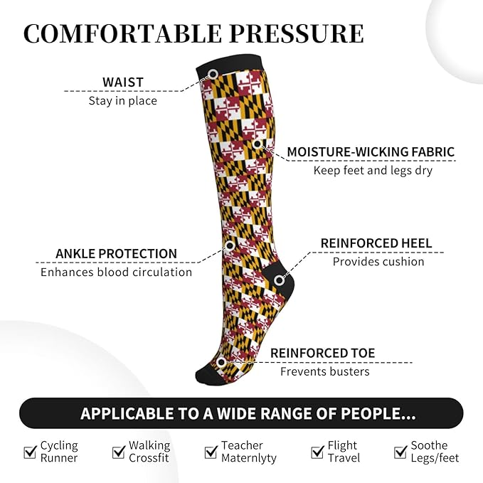 Compression Socks Knee High Circulation Support Socks For Women Men Athletic Running Work Hiking Cycling Travel