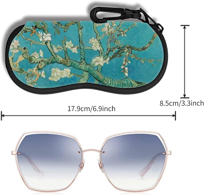 Hion Sunglasses Soft Case Ultra Light Neoprene Zipper Eyeglass Case With Belt Clip