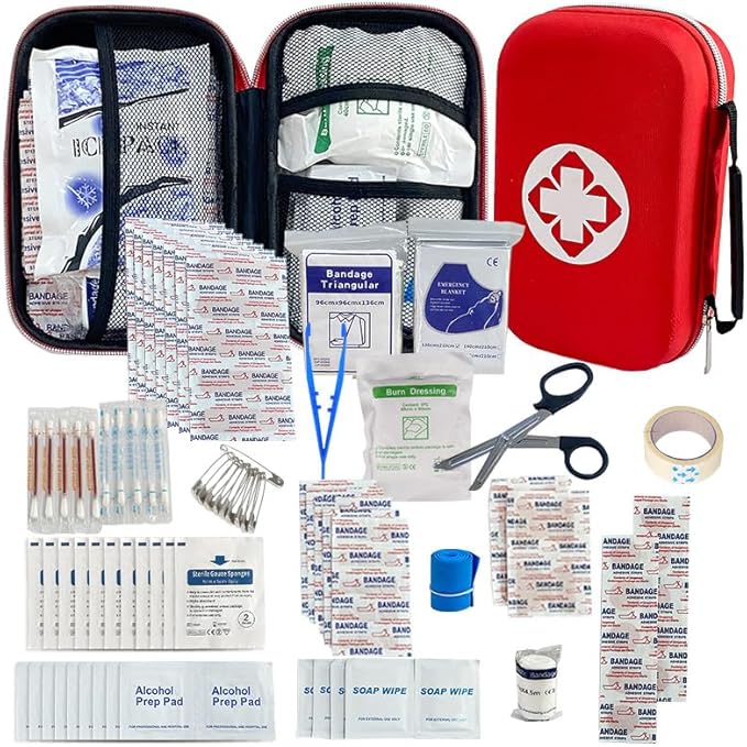 First Aid Kit for Home, Car, Travel & Outdoor – Compact Portable Emergency Survival Kit for Camping, Hiking, Office, Business, and Public Use – Red Small Medical Essential Set